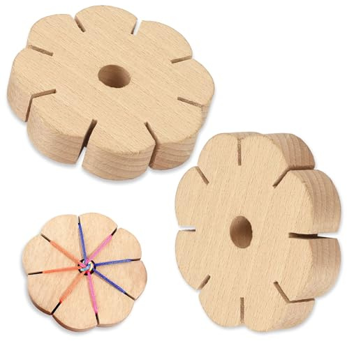 Maxmoc Knupfstern aus Holz,2 Stück Kumihimo Flechtscheibe | DIY Armband Strickscheibe, Schmuck Basteln, Handarbeit & Kreative Geschenkideen