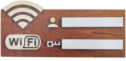 GORGECRAFT Tablero de Madera con Señal WiFi Letrero de Contraseña de Red Inalámbrica Reutilizable Borrable con Marco de Acceso WiFi de Pared Pantalla de Contraseña de Internet Supermercado Restaurante