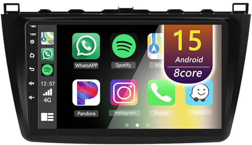 Eouyt Android Car Radio for Mazda 6 2007-2012 with Carplay and Android Auto, 9'' HD Touch Screen Car Stereo with GPS/WiFi/Bluetooth(8Core(8+256GB))