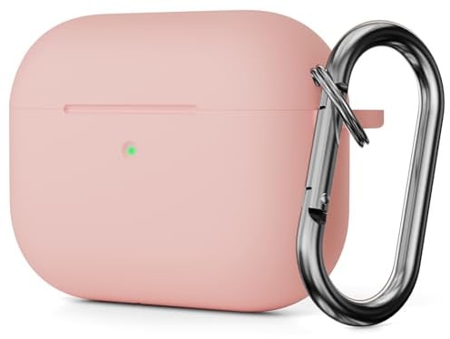 Molylove Custodia protettiva compatibile con AirPods Pro 3 (2025), custodia in silicone per AirPods Pro 3 generazione, kit custodia in silicone antiurto e moschettone (rosa)