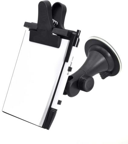 Notizblockhalter mit Kugelschreiber, Saugfuß-Halter mit Drehfunktion, Ideal für KFZ, Küche, Büro, Haushalt, Dokumentenhalter, Notizblock Breite 87x Höhe 130mm (Stifte in verschiedenen Farben)