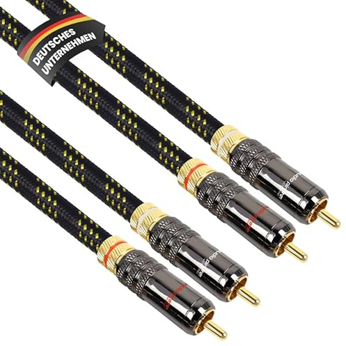 audio pirates by cammica 2x2 RCA High End Hifi Cinch Kabel | 2m | Stereo Audio-Kabel | OFC Kupfer | OD: 8,5mm | Nylon-Ummantelung | 24K Goldkontakte | Hifi, Home Cinema, Auto | ULTIMA COLLECTION