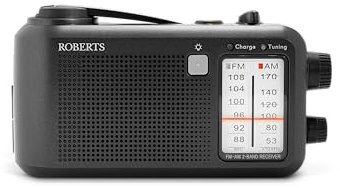 Roberts 9957S Radio analogico portatile AM/FM con cicalino di emergenza, nero