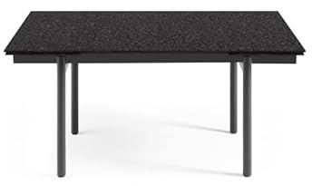 Belhome Table Extensible 160 à 240 cm Verre bullé Gris Anthracite Pieds métal Noir - UNIK