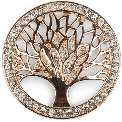 styleBREAKER Lebensbaum Magnet Schmuck Anhänger für Schals, Tücher oder Ponchos mit Strassteinen, Brosche, Damen 05050029, Farbe:Rosegold