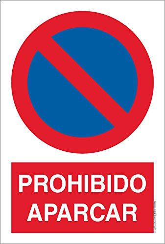 akrocard Cartel Resistente PVC - Prohibido APARCAR - Señaletica de Aviso - Ideal para Colgar y Advertir
