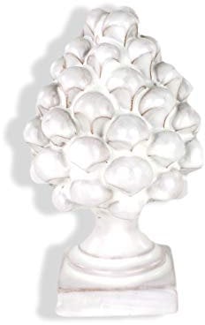 Tannenzapfen aus Keramik von Caltagirone – Weiß – H 12 cm – komplett handgefertigt – 100% Made in Italy
