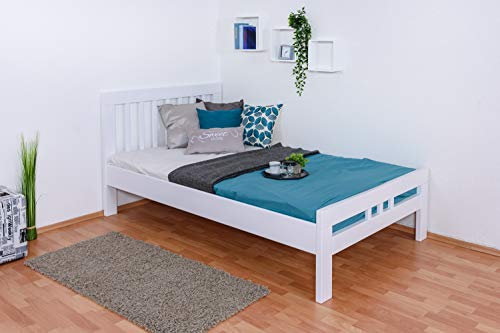 Einzelbett/Gästebett Easy Premium Line K8, 120 x 200 cm Buche Vollholz massiv weiß lackiert