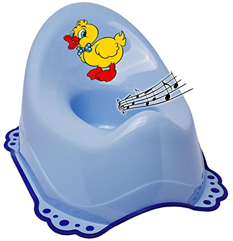 alles-meine.de GmbH Musik & Sound - Anti RUTSCH - Töpfchen/Nachttopf/Babytopf - blau Tiere - Ente Bieco - Melody - mit großer Lehne + Spritzschutz - rutschfest antirutsch..