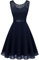 Berylove Femme Robe de Cocktail Courte Top Dentelle Jupe Mousseline Swing pour Bal Mariage BLP7005Navy S