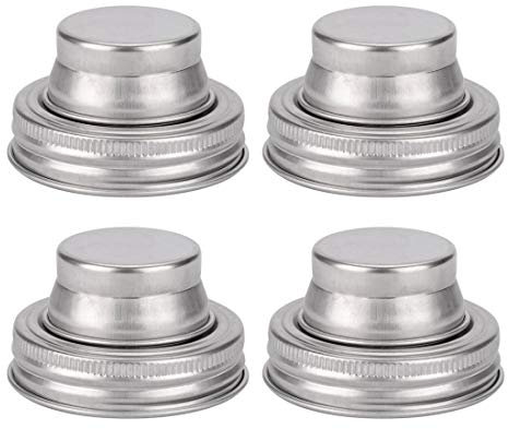 sourcing map 4 Pcs Stainless Steel Regular Mouth Mason Jar Shaker Lids with Silicone Seals Canning Cups for Mixed Drinks House Cocktail