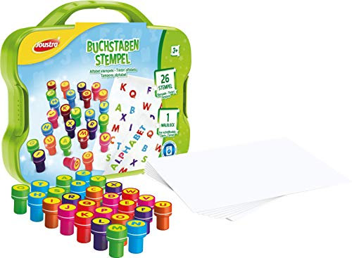 Joustra - 26x selbstfärbende Buchstaben-Stempel im Koffer