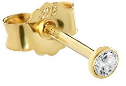 NKlaus simple 2,3mm calice clou d'oreille or jaune 375 or boucle d'oreille 9 carat cristal zircon blanc 2602