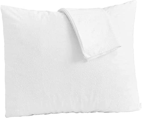 Bedecor Lot de 2 Protège Oreillers 60x60cm avec Zip de Fermeture, Imperméable Doux et Confortable Hypoallergénique Taies d'oreiller, Lavable en Machine, Blanc