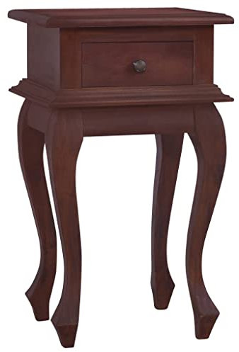 vidaXL Mahagoni-Holz Massiv Nachttisch mit 1 Schublade Telefontisch Beistelltisch Konsolentisch Nachtkonsole Flurtisch Klassisch Braun 35x30x60cm