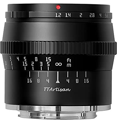 TT Artisan 50mm F1.2 APS-C Objektiv Anschluss Sony E Mount Black Manueller Fokus optischer Aufbau 11 Elemente in 7 Gruppen, TTAL5012SEB, schwarz