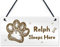 RED OCEAN Personalised Dog Sign Sleeps Here Hanging Paw Print Plaque Dog Gift