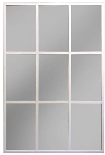 THEROSE Espejo Ventana, Espejo Industrial, Aluminio Blanco 120 x 80 cm