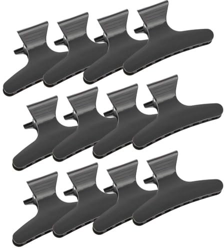 12 pezzi/set Morsetti per capelli a farfalla per donna, Sezione capelli Morsetti per artigli Fermagli per capelli da salone per lo styling, il sezionamento, il taglio e la colorazione - Nero