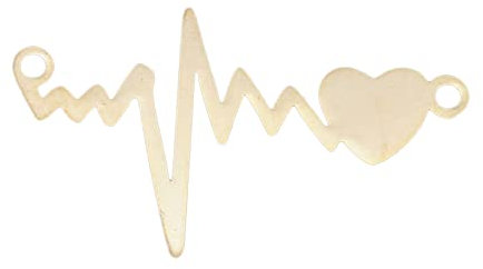 DICOSMETIC 5pcs Edelstahl Golden Lifeline Pendnat Pulse Heartbeat Charm Offenes Herz Anhänger Liebe Kardiogramm Pendnat EKG Charm Für Armband Halskette Ohrringe Herstellung