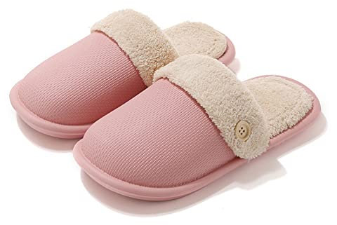 XIEHC Foam Ciabatte Antiscivolo Invernali, Rimovibili e Lavabili casa Calde e Impermeabili, Paio di Pantofole in Cotone Peluche per Interni, Rosa, 40-41,Donna Peluche Animali Pantofole