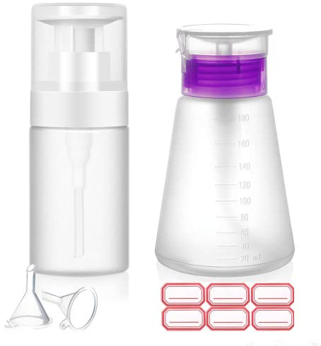 Xilazab 2/3 Pack Acetone Pump Dispenser - Nail Polish Remover Bottle 100/180 ML