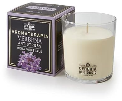 Cereria Di Giorgio Candela Profumata Cera Vegetale Made In Italy Aromaterapia - Verbena - Antistress - Durata 44 ore - Cereria Di Giorgio
