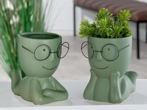 Gilde Keramik Vase Smile m. Brille VE 4 so Dekorative Vasen, Mehrfarbig, einzigartig