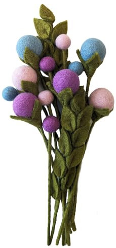 your castle Blumenstrauß aus 12 handgearbeiteten künstliche Filzblumen & 2 Ästen, fairer Handel, nachhaltige Filz Deko, realistische Kunstblumen, Filz-Floristik, Stoffblumen, Filzblumen-Set, Kaya