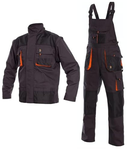 Set aus Latzhose und Jacke | Perfekt Overall mit Kniepolstertaschen für den Bodenbelagshandel von Arbeitsmechanikern | Arbeitshose für Herren | Fracht-Schwerlastarbeit | Langlebig Arbeitskleidung (58)