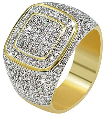 MAYIYAHO Luxuriöse Männer natürlichen Geburtsstein Kristall Ring Hip Hop Iced Out Cubic Micro Paved CZ Ring Luxus Ehering Schmuck
