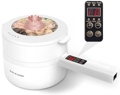 Cuiseur vapeur électrique, poêle antiadhésive multifonctionnelle, 1,8 l, convient pour ramen, steak, œuf, riz, flocons d'avoine, soupe, bouton intelligent