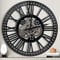 DORBOKER Large Wall Clock Moving Gears Oversized Industrial Steampunk Decorative Retro Roman Numerals Skeleton Silent Wall Clocks for Living Room Kitchen Office (Black Silver 60cm/24inch)