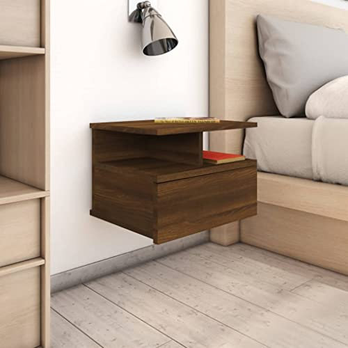 WIQUYBML Schwebender Nachttisch Eiche braun 40 x 31 x 27 cm Holzwerkstoff mit Material: Holzwerkstoff