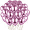 PuretéavHom 60 Stück Luftballons Rosa Helium Ballons mit 3 Rollen farbiger Bänder 12 Zoll Luftballon Latexballons Metallic Luftballons für Geburtstagsdeko Hochzeit Taufe Deko Partydeko