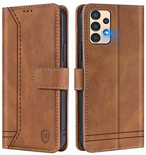 GoodcAcy für Samsung Galaxy A04 4G/M13 5G Hülle Klapphülle Stoßfest,Braun | Magnet Leder Klapphülle Stoßfest, Retro PU Lederhülle, 2 Kartenfach, Standfunktion,Schutzhülle, Flip Case,Handyhülle Premium