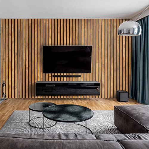 dedeco Wohnzimmerrückwand TV-Wand Wandpaneel Wohnrückwand Rückwand Tapetenersatz, Motiv: Holz V6, 300 x 150 cm, Nano-Protect: hochglanz, wasserfest, robust, als Wandverkleidung aus Hartschaum PVC