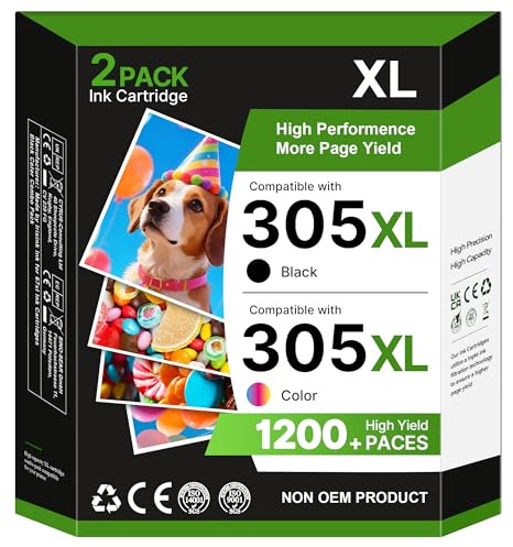 Salols 305XL Ink Cartridges Replacement for HP 305 Ink Cartridges Black and Colour for HP305 XL for HP DeskJet 2810E 2800E 2820E Envy 6120E 6000 6100e 6020E 6032E Pro 6430 (2-Pack)