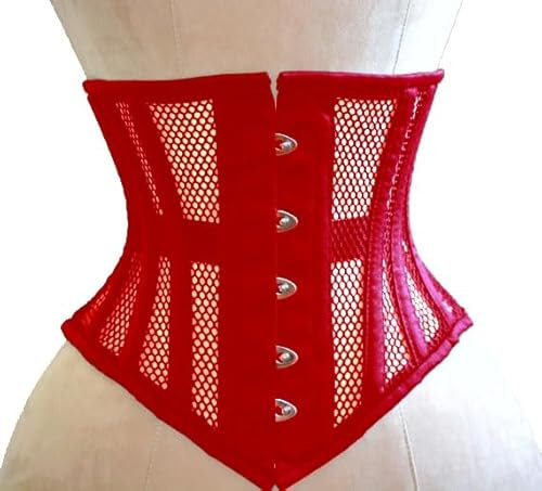 Naveed Damen Unterbrust Korsett Waist Trainer Mesh Corset Mesh Corsage mit starker Schnürung für Taillentraining und Taillenreduktion (40, Rot)