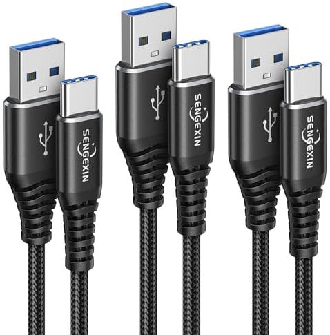 SENGEXIN USB C Charger Cable 3M/10FT 3Pack,Long Type C Cable Braided 3A Fast Charging Lead for Samsung Galaxy S22 S21 S20 S23 S10 A21s A20e A32 A51 A52S A70 A71,Switch,PS5,Huawei