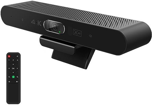 RayBit Webcam 4K per Videoconferenze, con Microfono e Altoparlante, Inquadratura Automatica e Tracciamento del Relatore, Zoom Digitale 5X, Cancellazione Rumor, per Zoom/Skype/Teams/PC/Mac/Windows TV