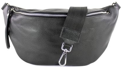 lePelou große Leder Bauchtasche für Damen mit Wechselgurt, Festival Tasche, Frauen Bauchtasche mit breitem Schultergurt, Kleine Umhängetasche, XL Crossbody Tasche, Geschenk für Damen (Schwarz 6)