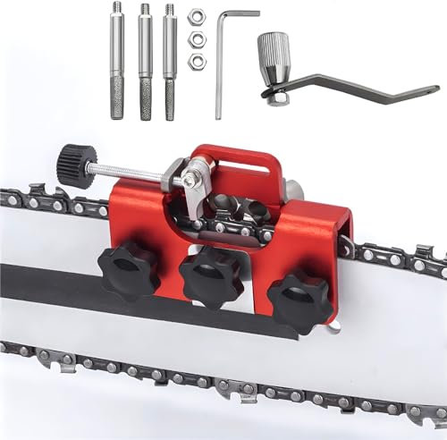 Saipor Chain Saw Sharpening Jig Kit with 3pcs Chainsaw Sharpening Stone, Portable Chainsaw Sharpening Tool Kit Hand-Cranked Chainsaw Sharpener Tool for 6-22 inches Chain Saws