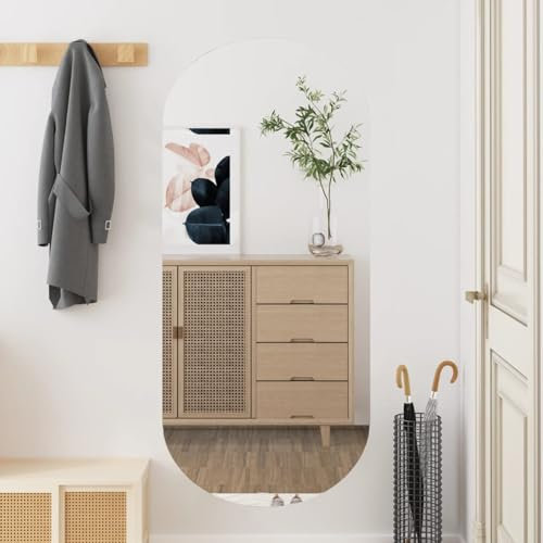 CIADAZ Wandspiegel 45x100 cm Glas Oval, Wall Mirror, Spiegel Schlafzimmer, Garderobenspiegel, Spiegel Schmal, Badspiegel, Kosmetikspiegel, Dekorative Spiegel