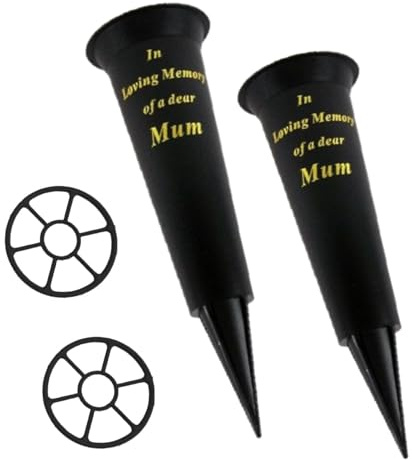 Juego de 2 jarrones conmemorativos para tumbas con pinchos para tumba con inserciones para soporte de flores