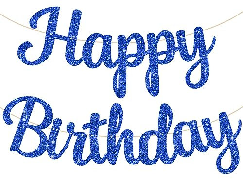 TONIFUL Dunkelblau Happy Birthday Banner. NO DIY 10Füße, Pre-Strung-Glitter Happy Birthday Zeichen, Happy Birthday Girlande, Happy Birthday Hintergrund, Happy Birthday Dekorationen für Frauen