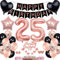 Rose Gold & Black 25th Birthday Cake Topper Set for Women with Banner