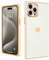 Urarssa for iPhone 15 Pro Max Case Cute Rectangle Heart Pattern Luxury Gold Plating Cases Women Girls Shockproof Bumper Silicone Protective Cover for iPhone 15 Pro Max-White