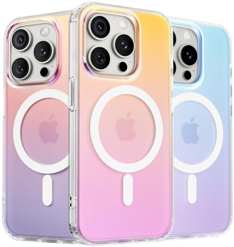 ORNARTO Compatible with iPhone 15 Pro for MagSafe Case,Shockproof Protective Rainbow Case,Wireless Charging Magnetic Phone Cases Cover 6.1 inch-Sunset
