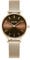 BURKER Damenuhr Ruby Petite, Runder Damen Armbanduhr Klassisch Analog Wasserdicht 3 ATM Geschenk für Frauen Geburtstag Valentinstag - Milanaise-Armband - Gold Braun Mesh - 28 mm